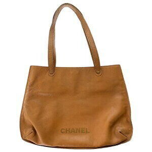 Chanel shoulder tote bag logo brown